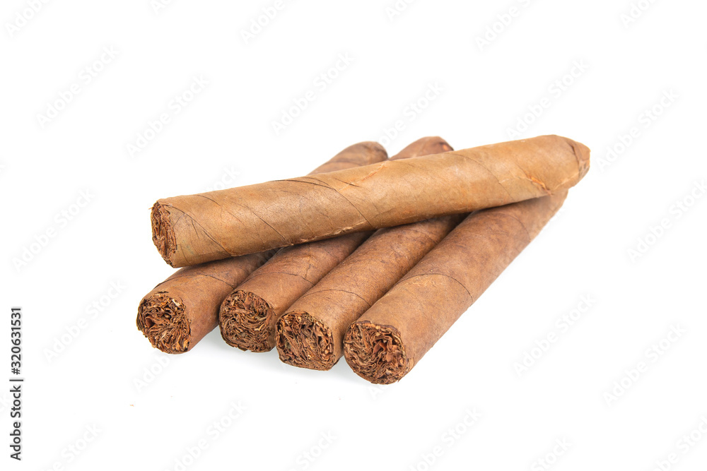 Cuban cigars on a white background