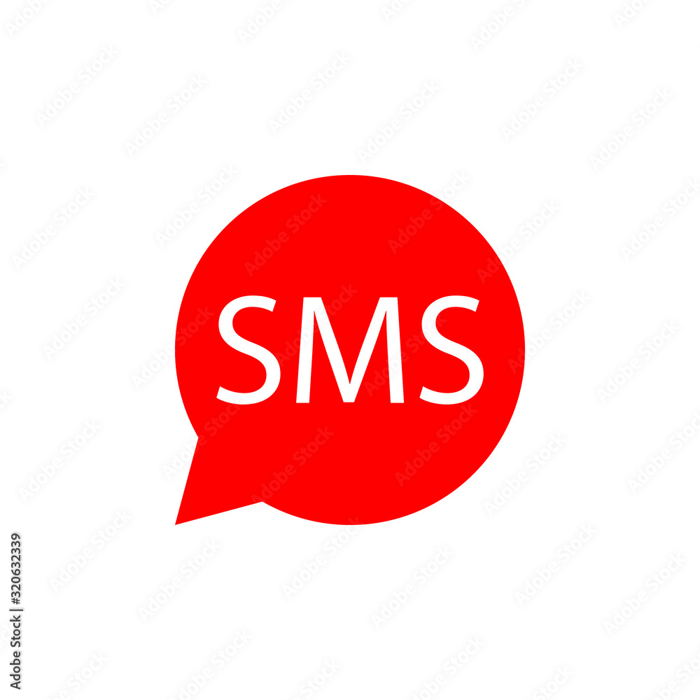 SMS bubble speech vector icon, flat info sign isolated on white background SMS bubble speech vector icon, flat info sign isolated on white background