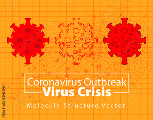 science cell bioharzard structore molecule of coronavirus crisis outbreak in wuhan china 2d vector illustration set background