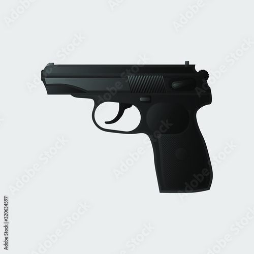 Vector 9 mm black pistol on a white background
