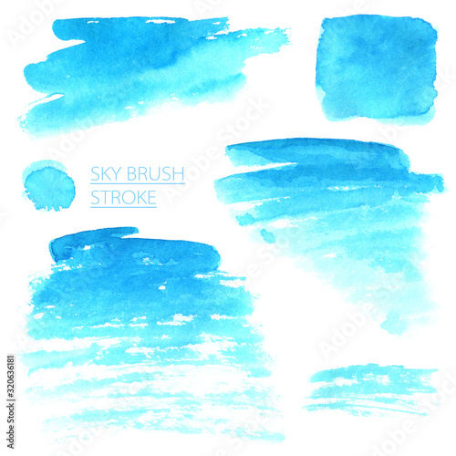 paint grunge sky blue stain texture background Brush watercolor isolated