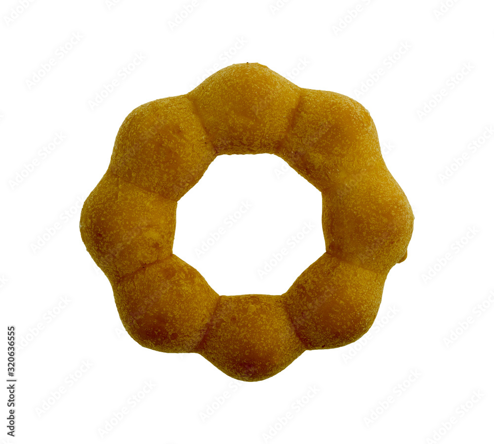 donuts isolated on white background. Top view.