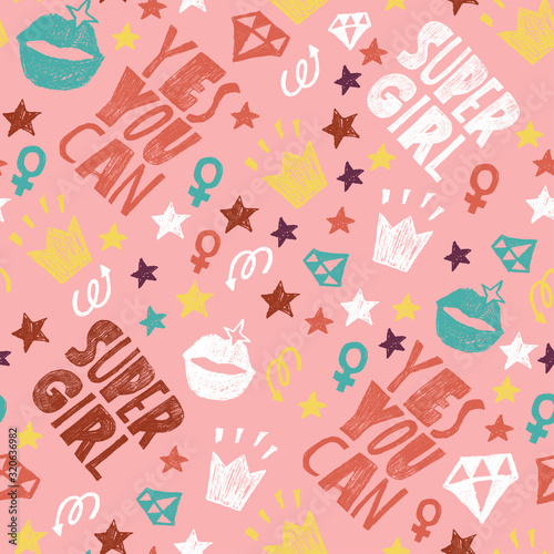 'Yes you can' - motivational and inspirational slogan. Vector illustration in cartoon style.