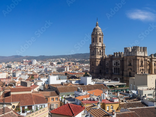 Aerial view of the old city of Malaga. Spain