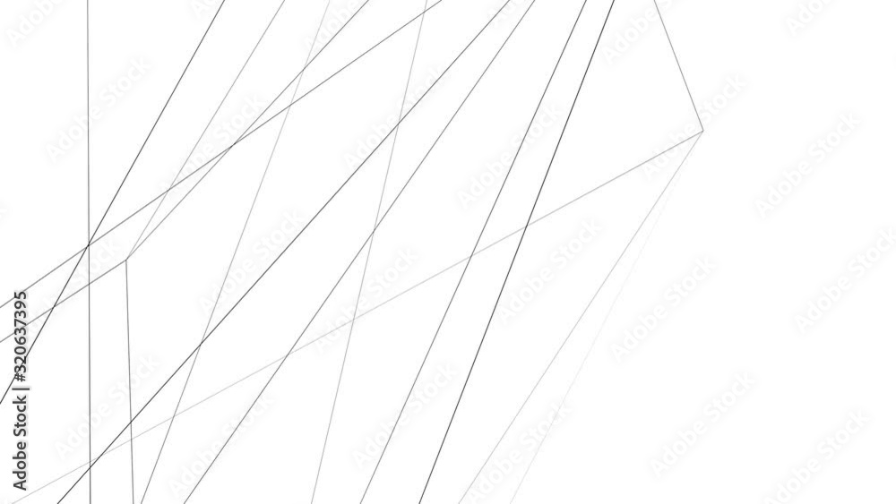Abstract wallpaper space. Black lines movement. Animated geometric shapes on white background.