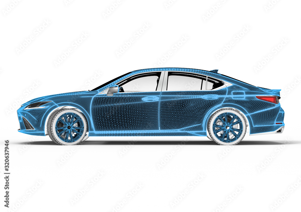 Naklejka premium 3D rendering representing an x-ray of a car