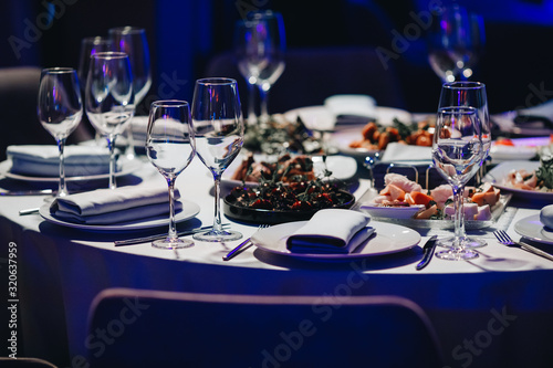 luxury tableware beautiful table setting in restaurant