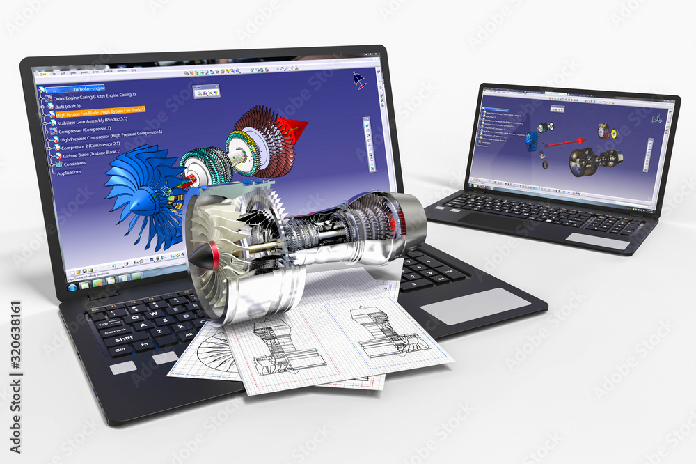 3D rendering representing a computer aided design. Data, fiber Stock ...