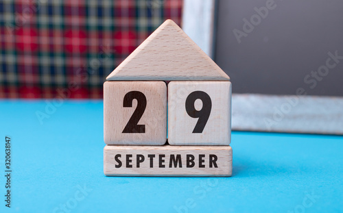 September 29 written with wooden blocks