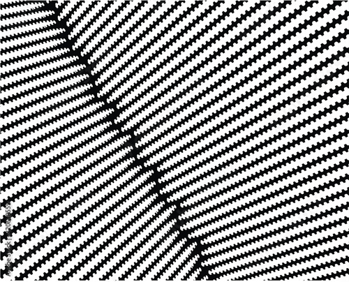 Abstract background with optical illusion wave. Black and white horizontal lines with wavy distortion effect for prints, web pages, template, posters, monochrome backgrounds and pattern