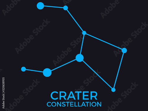 Crater constellation. Stars in the night sky. Cluster of stars and galaxies. Constellation of blue on a black background. Vector illustration