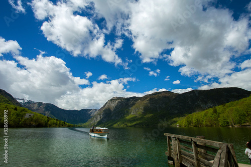 Touristic boat on Bohinj lake, Slovenia