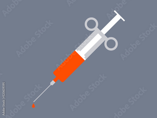 Syringe with blood. Disease vaccine. Coronavirus 2019-nCoV. Vector illustration