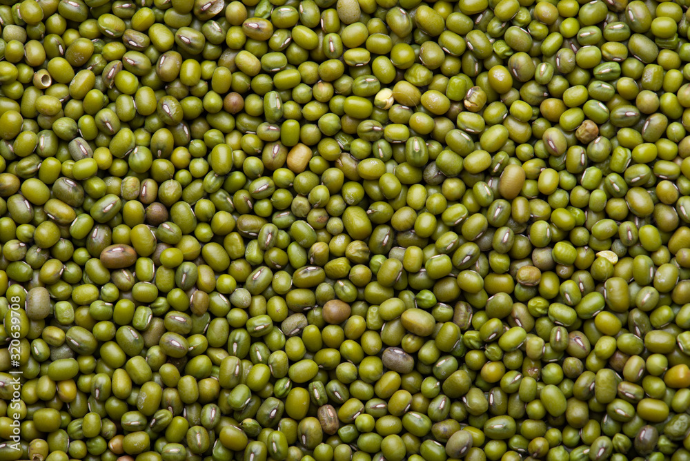 Green bean or mung bean background. Top view. Healthy Food. 