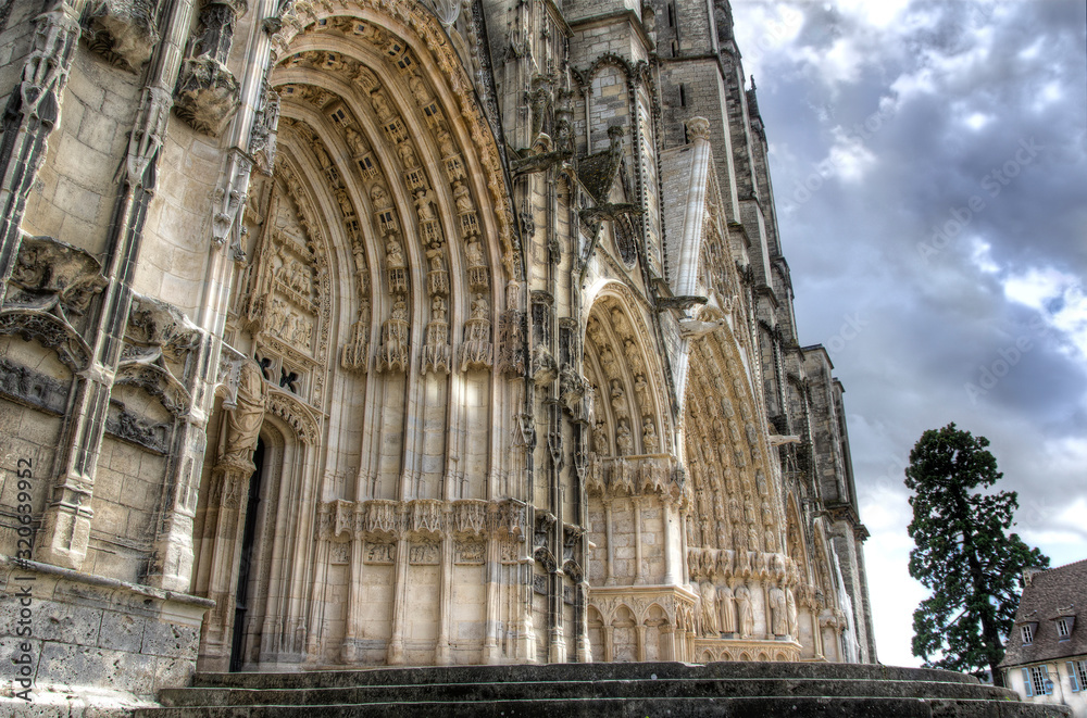 Entrance of the Famous Cathedral of Bourges, France