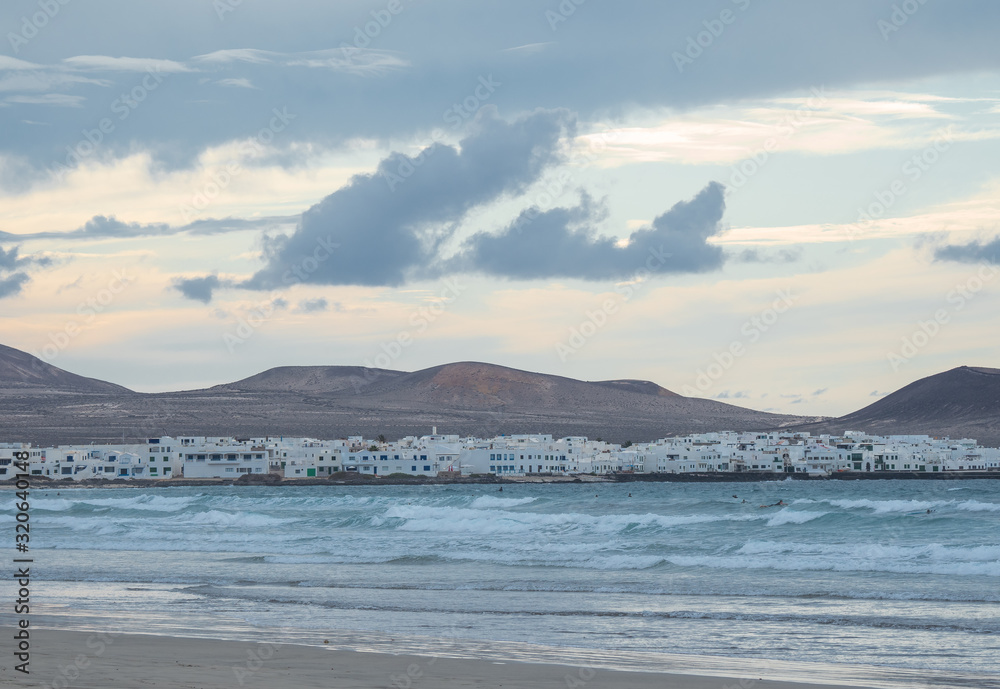 Beach  Caleta de Famara  on island Lanzarote.