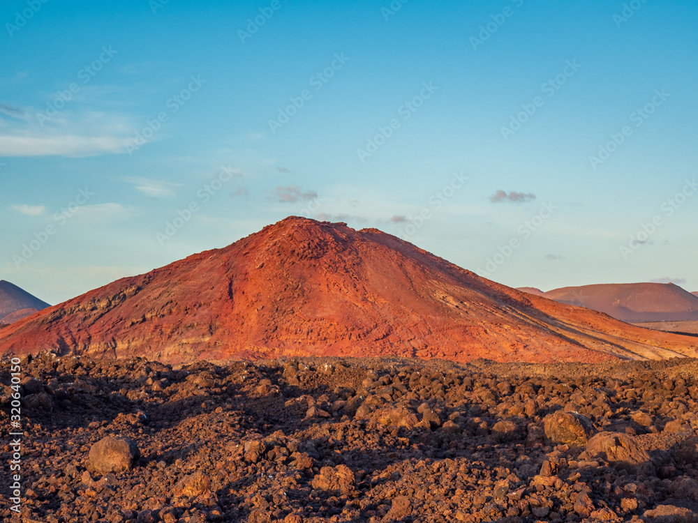 Volcanic landscape of Timanfaya National Park on island Lanzarote..
