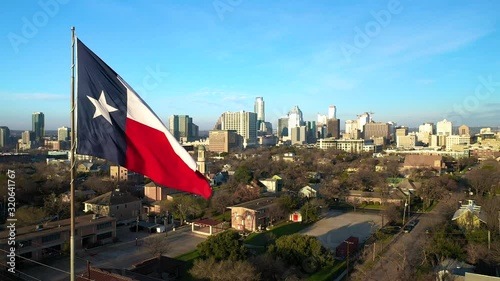 4k Aerial Drone Shot of Downtown Austin, Texas. Shows Austin Skyline Aerial View