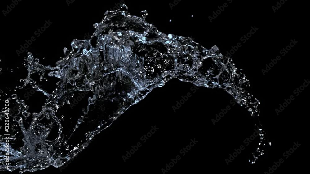Super Slow Motion Shot of Water Splash Isolated on Black Background at 1000fps. Super Slow Motion Shot of Water Splash Isolated on Black Background at 1000fps.