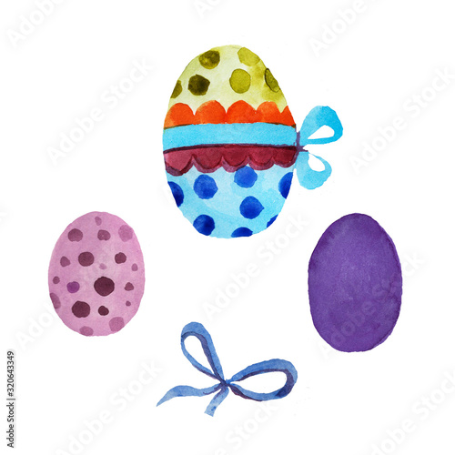 Postcard, Happy Easter. Hand drawn watercolor illustration. Holiday, vacations, rest. Print, textile, background. Seamless pattern.