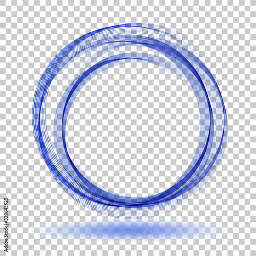 Abstract dynamic vortex circle of blue lines. Design element.