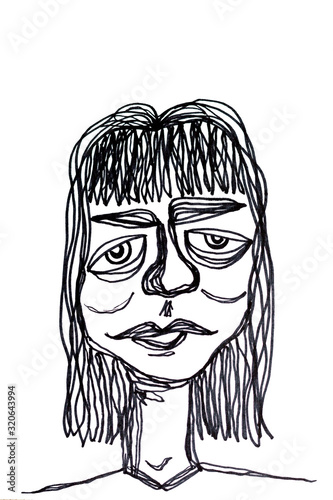 Ink Sketch of an Abstract Lady's Face