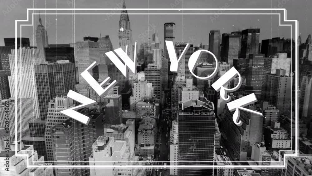old film titles with new york word and skyline