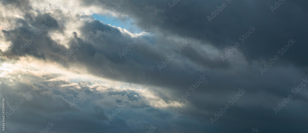 Dark clouds in the evening sky