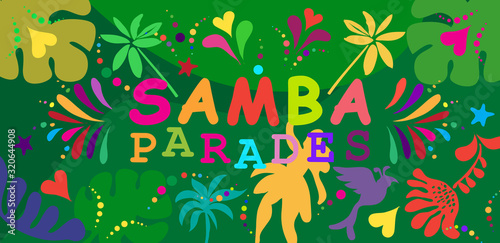 Quadro em tela 2026 Abstract Rio Brazilian Carnival music dance festival night party Samba danc