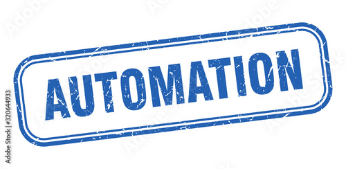 automation stamp. automation square grunge blue sign. automation tag