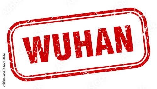 Wuhan stamp. Wuhan square grunge red sign. Wuhan tag
