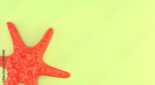 3D illustration of mockup with abstract starfish. Mockup for your text and advertising. 3D rendering.