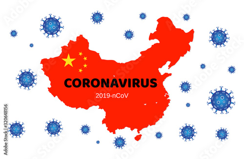 MERS-Cov (middle East respiratory syndrome coronavirus), Novel coronavirus (2019-nCoV). Red map of China.Vector illustration