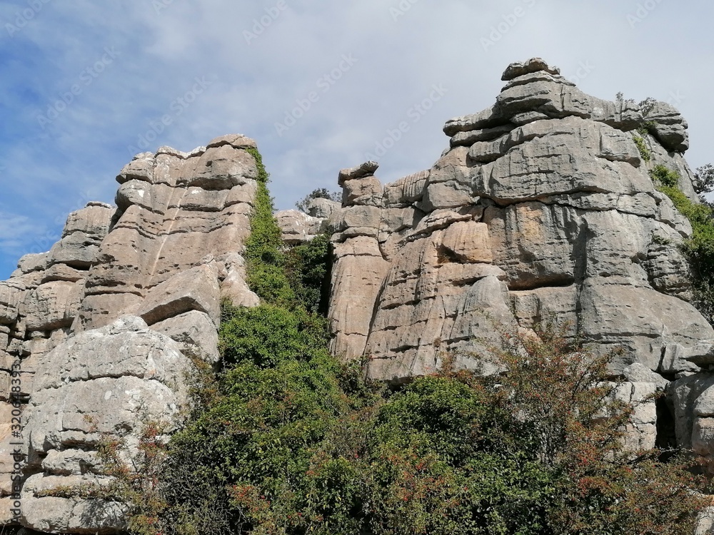 Paisaje con rocas Parque Nacional El Torcal, Torcal de Antequera, provincia de Málaga, Andalucía, España