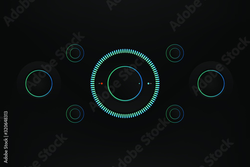 Futuristic concept of Volume button, sound control, music knob with texture