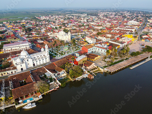 Aerial by drone of Tlacotalpan, Veracruz, Mexico