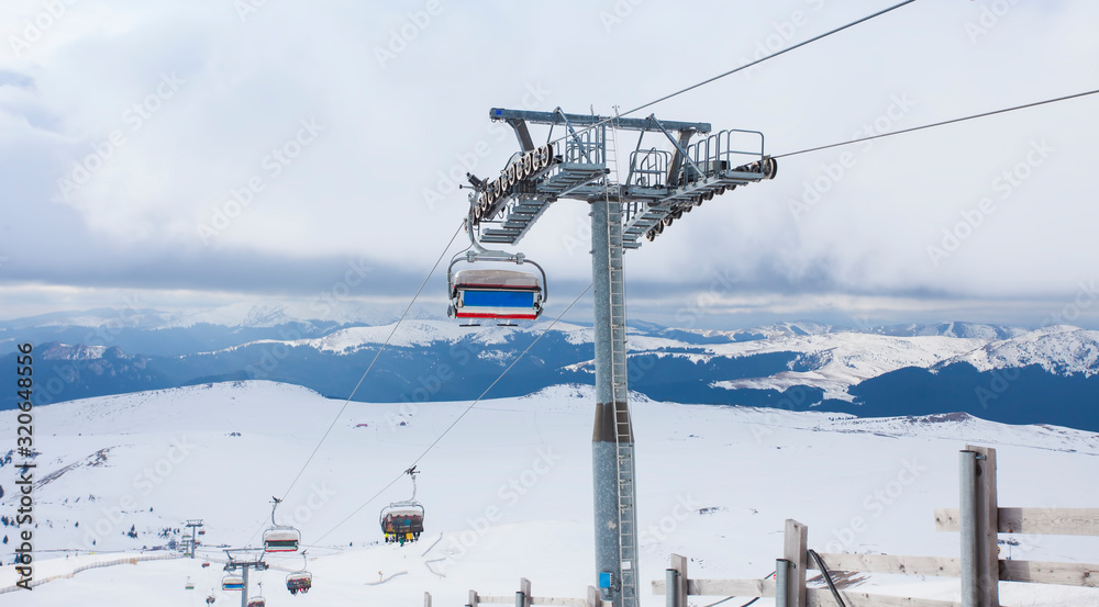 chair lift for ski slope in the mountain chair lift for ski slope in the mountain
