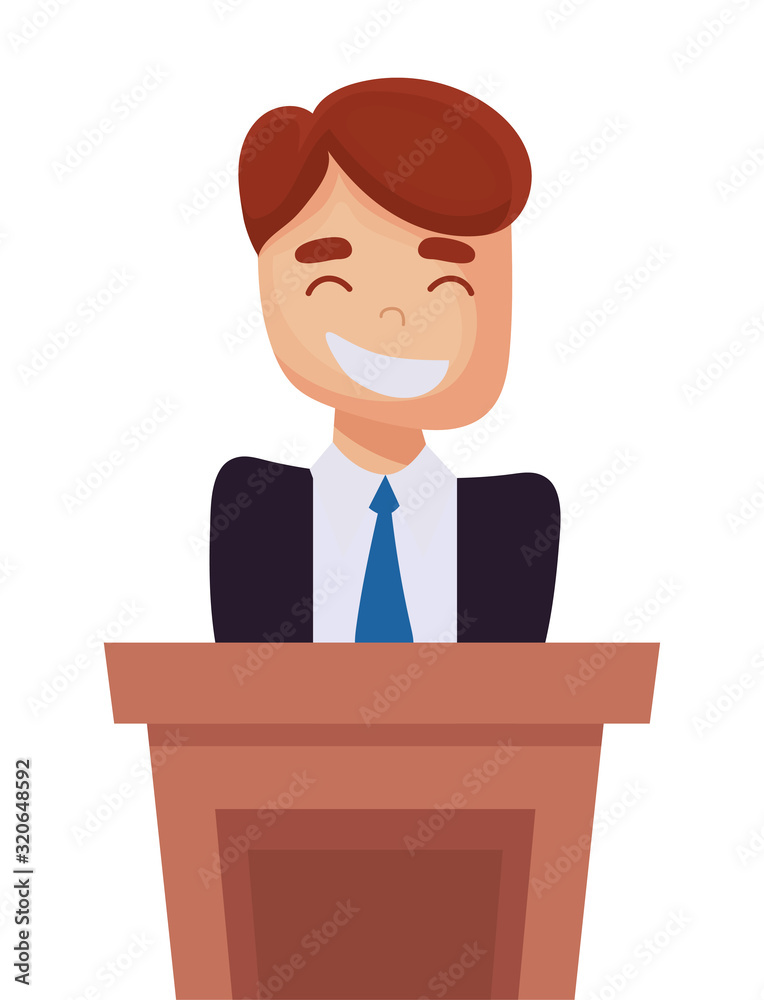Man cartoon on podium of usa happy presidents day vector design Man cartoon on podium of usa happy presidents day vector design