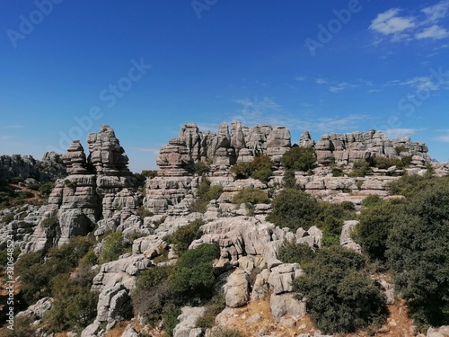 Paisaje con rocas Parque Nacional El Torcal, Torcal de Antequera, provincia de Málaga, Andalucía, España