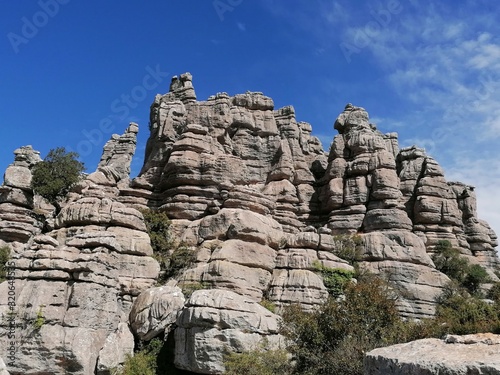 Paisaje con rocas Parque Nacional El Torcal, Torcal de Antequera, provincia de Málaga, Andalucía, España © nykaly