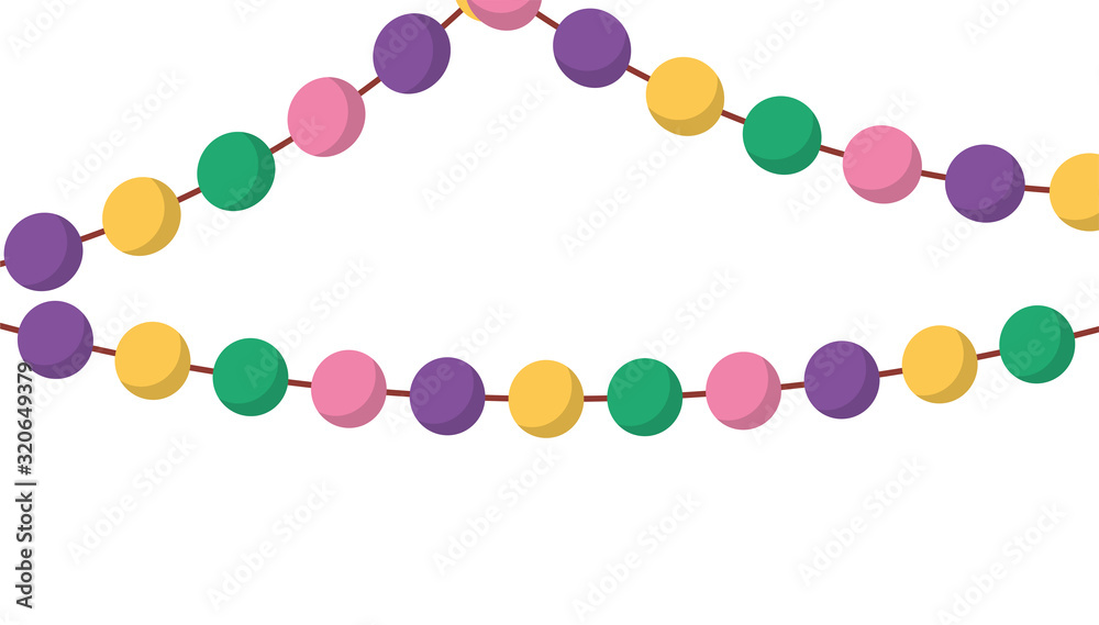 Isolated mardi gras necklaces pennant vector design