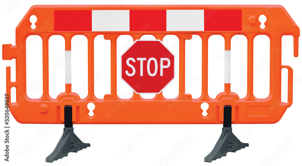 Obstacle detour barrier fence roadworks barricade seamless orange red ...