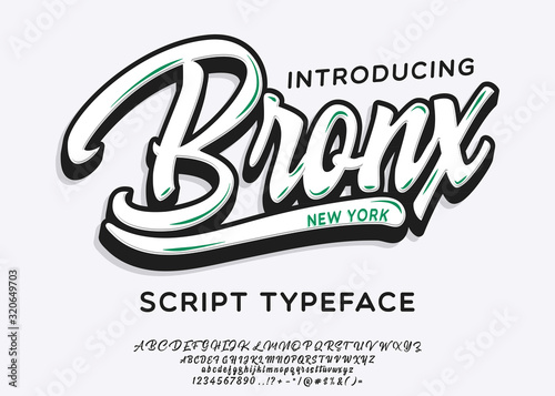 Bronx. New York City print. Hand made script font. Stylish badge for stickers or prints on clothes. photo