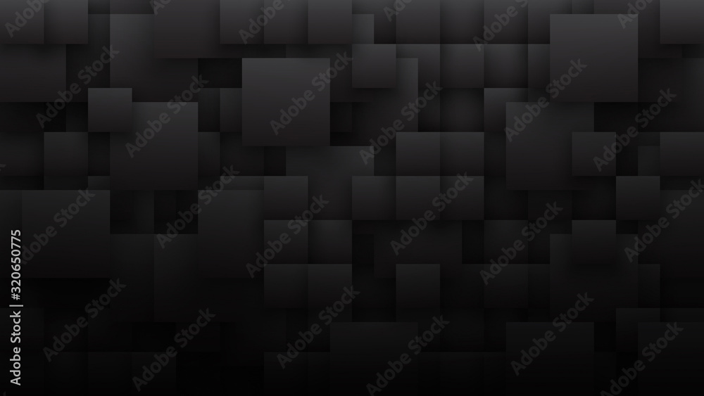 Conceptual 3D Different Size Square Blocks Technology Dark Gray Abstract Background. Science Tech Pattern Tetragonal Structure Minimalist Black Wallpaper. Tech Clear Blank Subtle Textured Backdrop