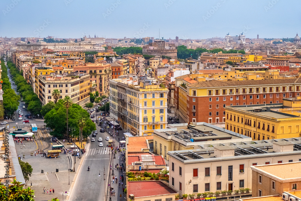 Rome, Italy - Panoramic view of the Rome city center seen from the Vatican Hill of the Vatican City State