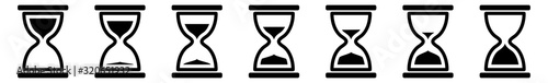 Hourglass Icon Black | Hourglasses | Time Symbol | Sandglass Logo | Clock Sign | Timer | Isolated | Variations