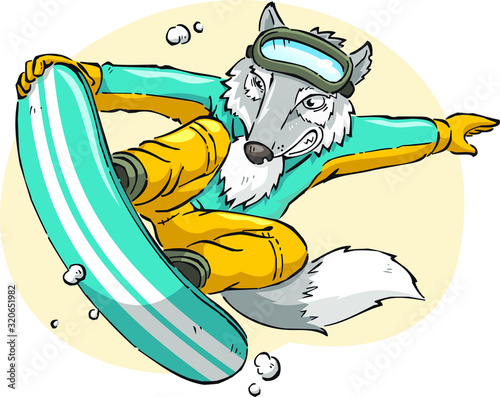 snowboarding wolf