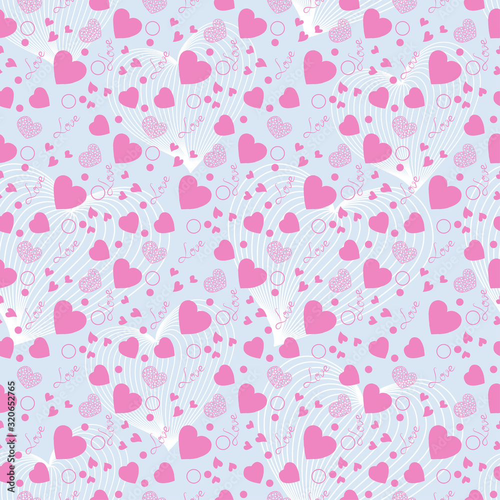 Pink hearts vector seamless pattern. Abstract backdrop. Greeting card background. Heart vector background. Valentine pattern. Heart love sign illustration.