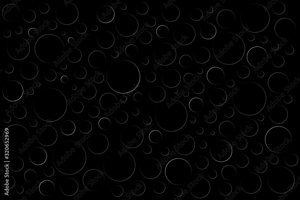 Black abstract background with incomplete white rings, geometric modern simple circular vector illustration
