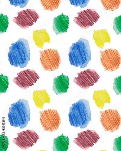 Seamless pattern from colorful watercolor pensils spots. strokes of watercolor pencils. abstract mottled pattern. blank for packing notebook cover . spots blue orange green brown photo